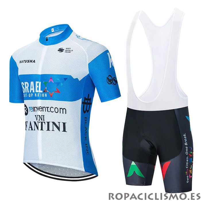 2020 Maillot Israel Cycling Academy Tirantes Mangas Cortas Blanco Azul